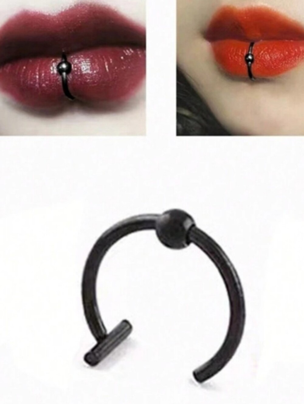 2 Fake Lip Rings - Picture 4 of 9